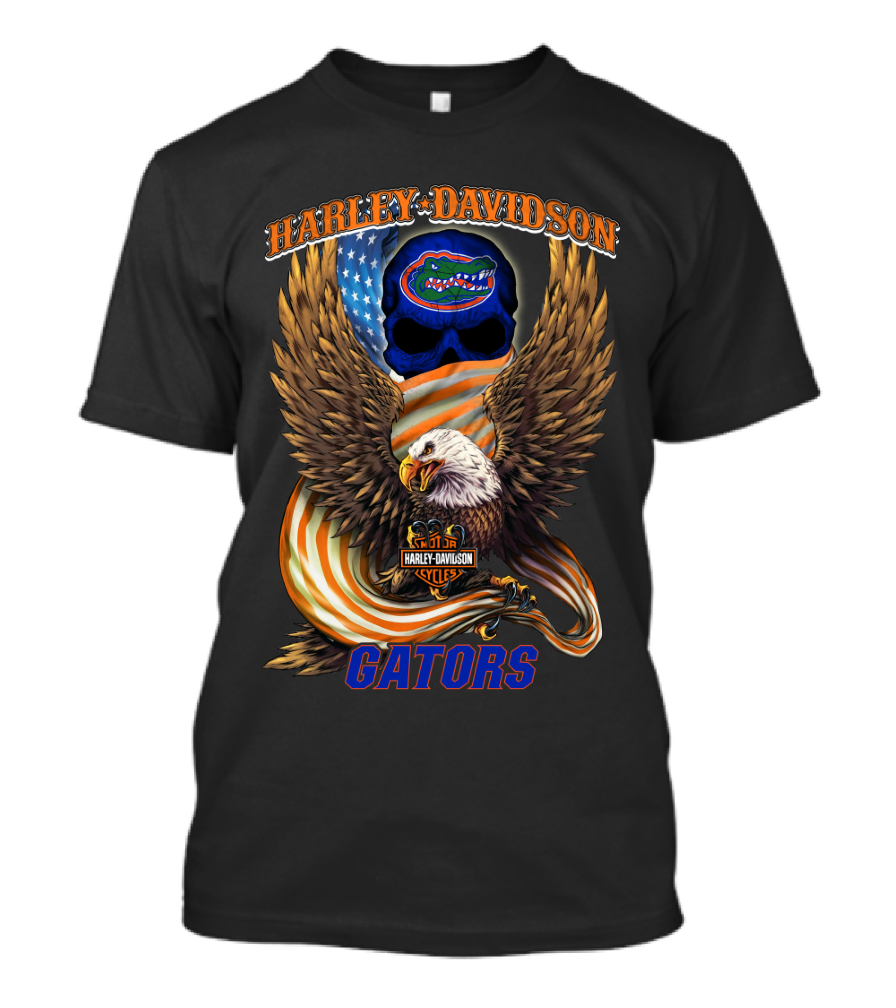 Harley Davidson Cycles Gators Florida Gators Eagle American Flag T-Shirt