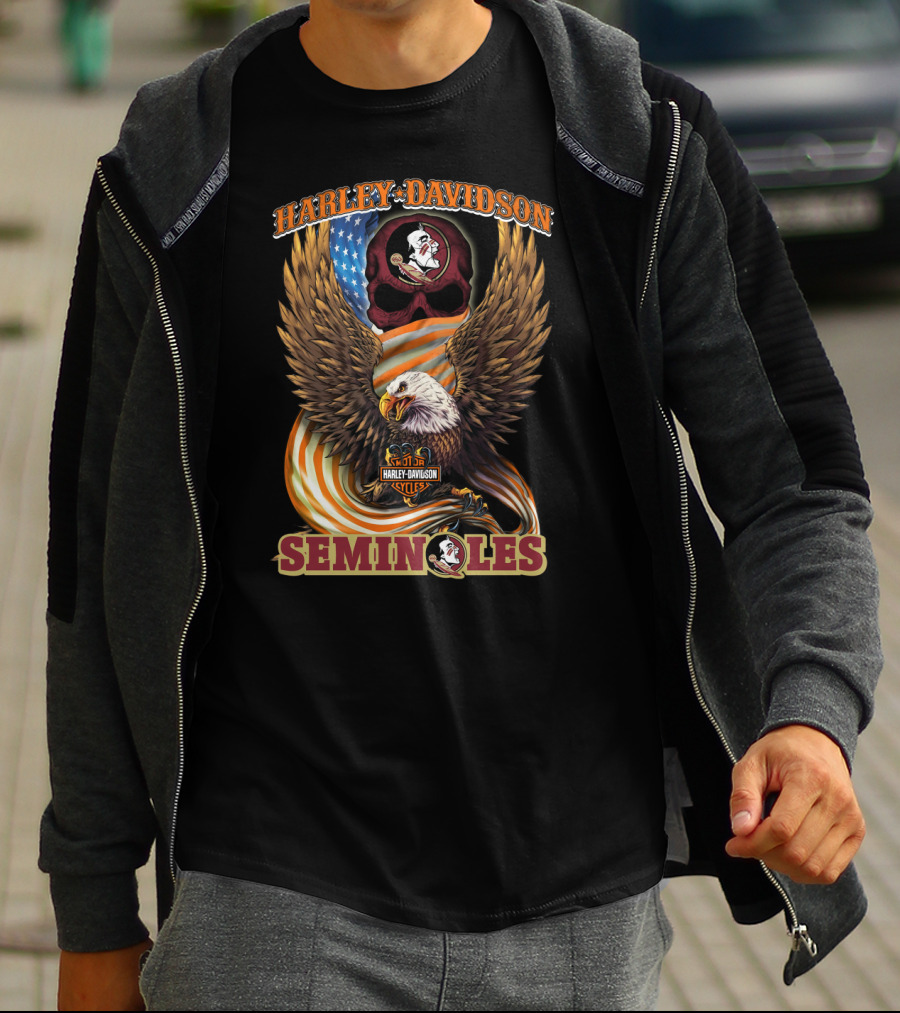 Harley Davidson Florida State Seminoles Cycles American Eagle T-Shirt