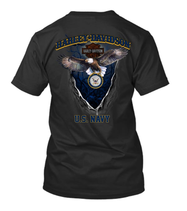 Harley Davidson Motor Cycles Eagle U.s. Navy T-Shirt