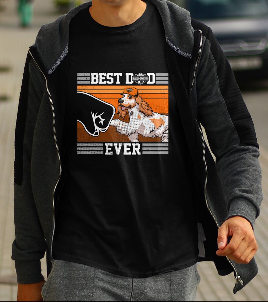 Best Dad Ever Motor Harley English Cocker Spaniel Cycles T-Shirt