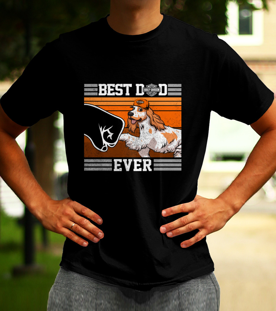 Best Dad Ever Motor Harley English Cocker Spaniel Cycles T-Shirt