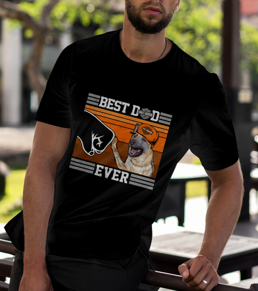 Best Dad Ever Harley Davidson German Shepherd Fist Bump T-Shirt