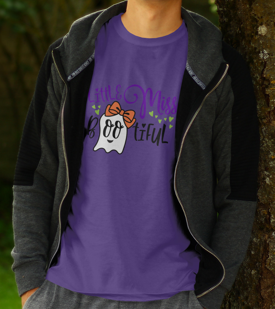 Little Miss Bootiful Ghost With Bow And Hearts T-Shirt