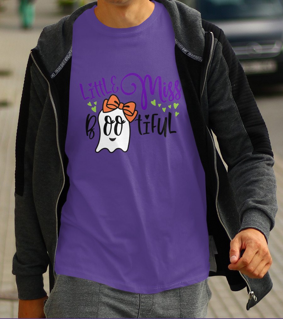 Little Miss Bootiful Ghost With Bow And Hearts T-Shirt