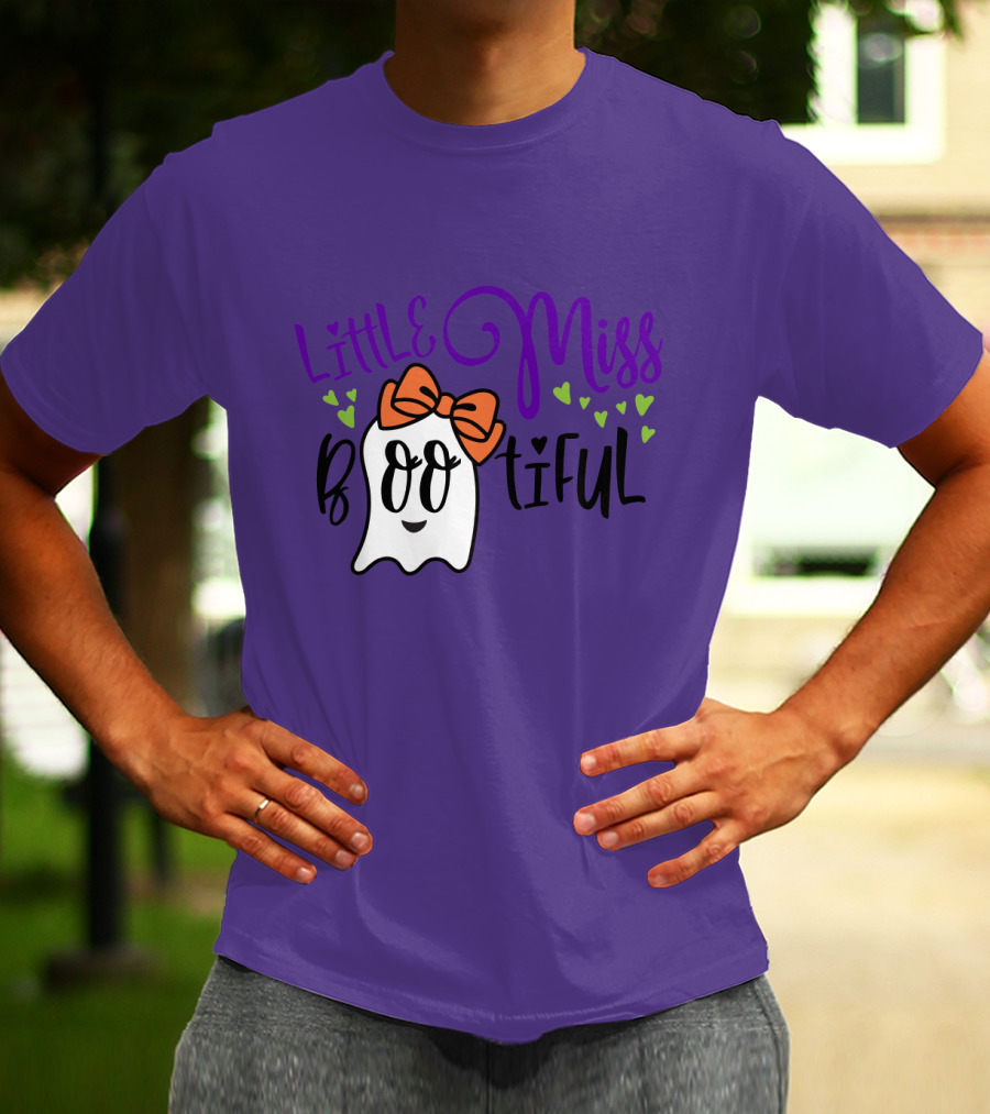 Little Miss Bootiful Ghost With Bow And Hearts T-Shirt