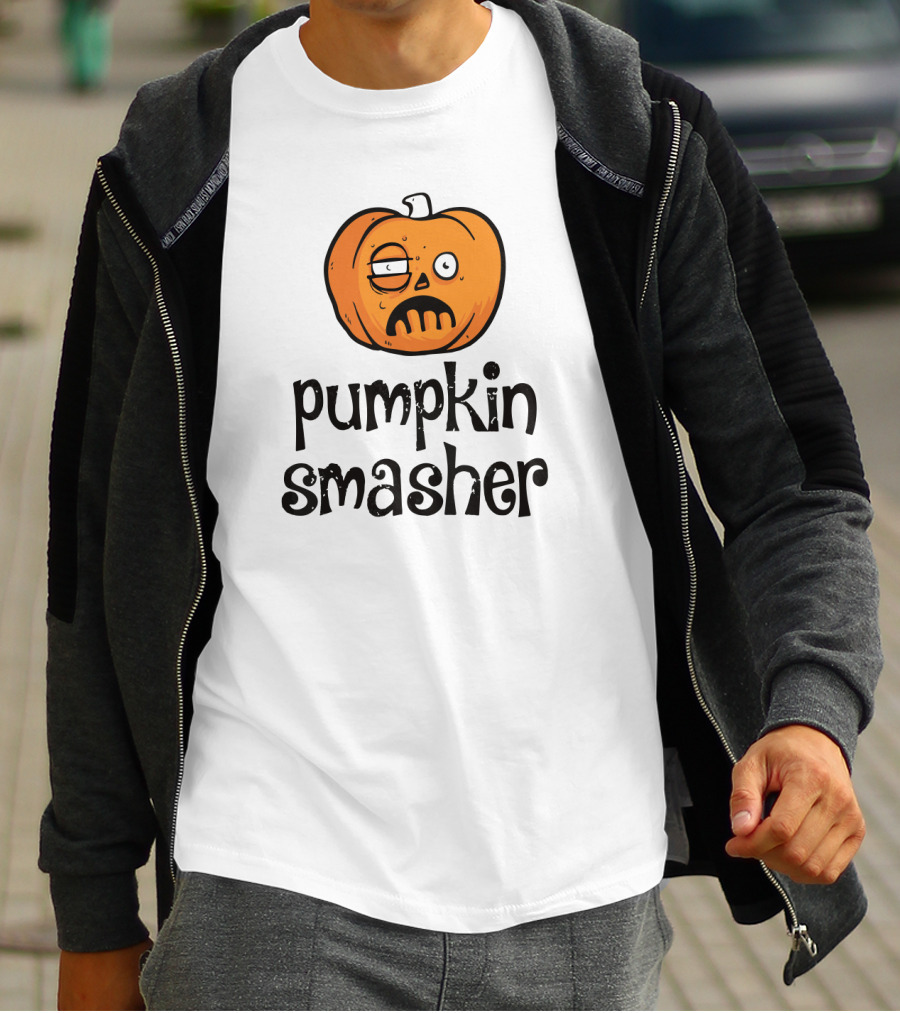 Pumpkin Smasher Funny Jack-O'-Lantern Face T-Shirt