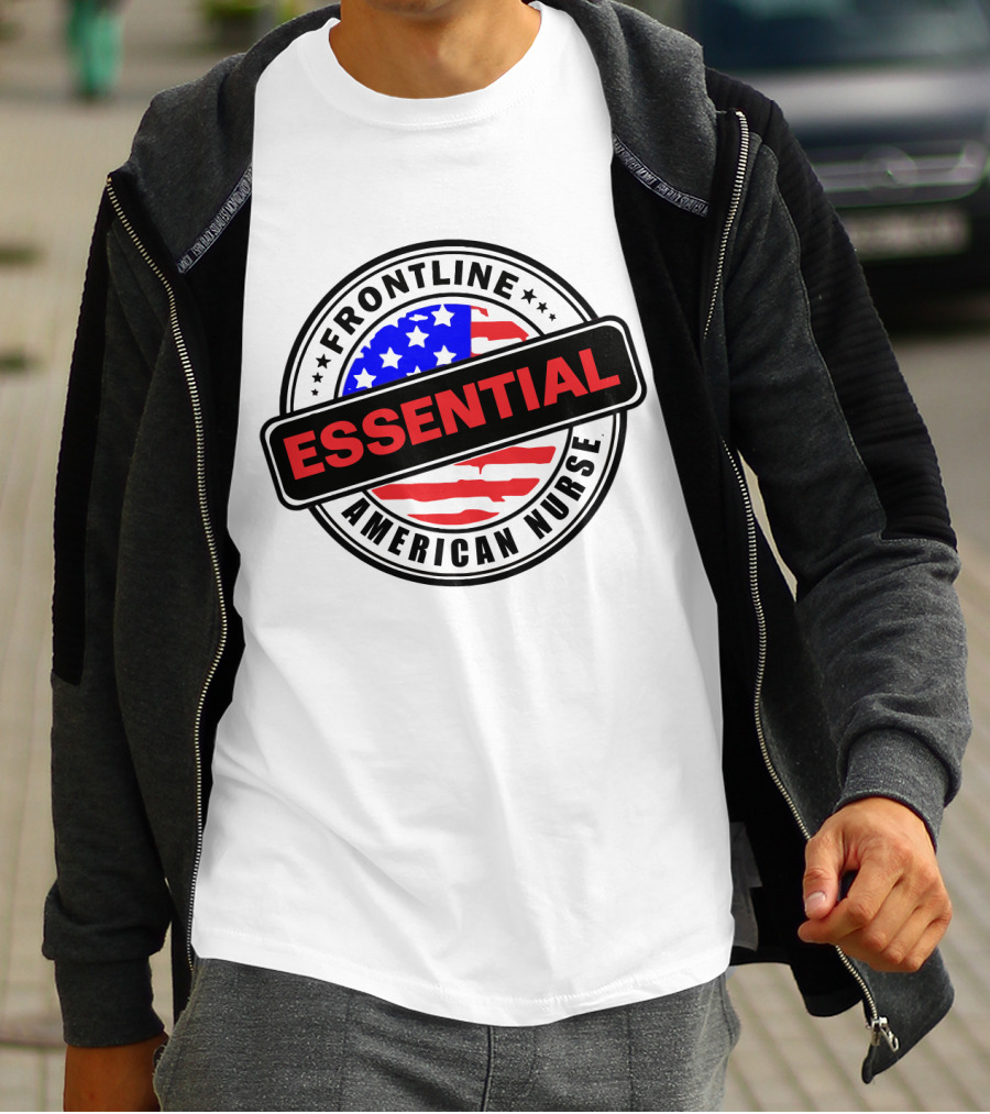 Frontline Essential American Nurse Hero USA Flag T-Shirt