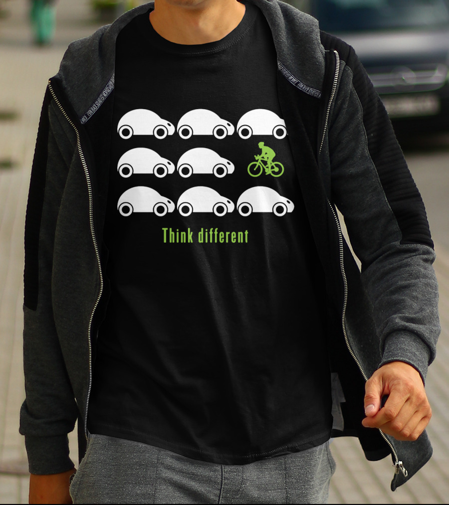 Think Different Cycling With Cars T-Shirt