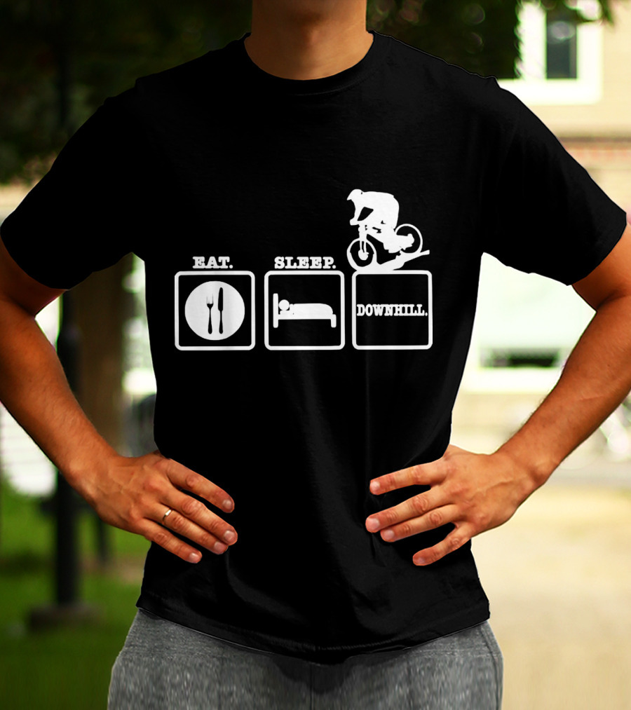 Eat Sleep Downhill Mountain Bike Cycling Cycle T-Shirt