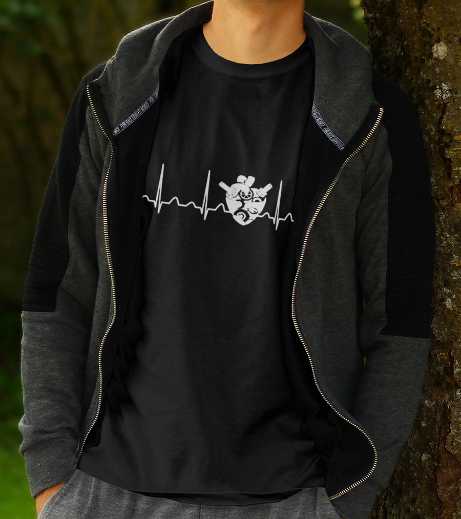 Biomedical Engineer Heart With EKG Elements And Mechanical Components T-Shirt