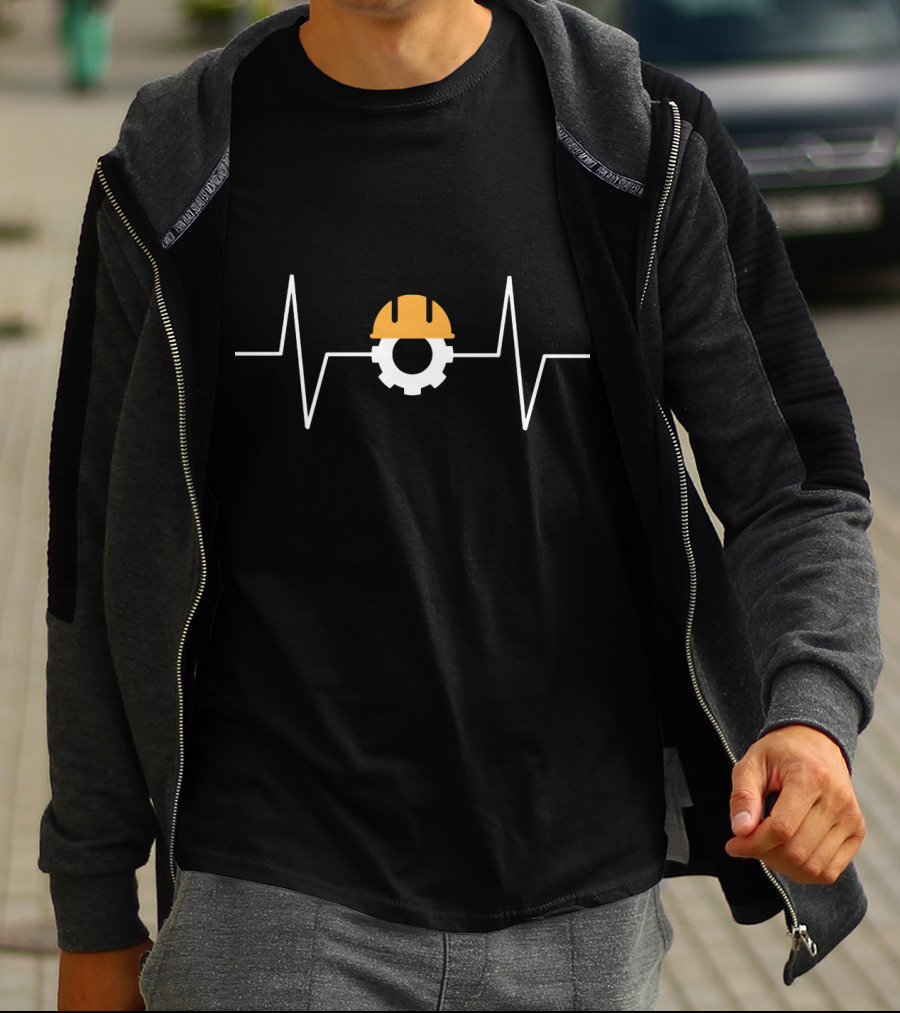 Civil Engineer Heartbeat EKG Hard Hat Gear Engineering T-Shirt