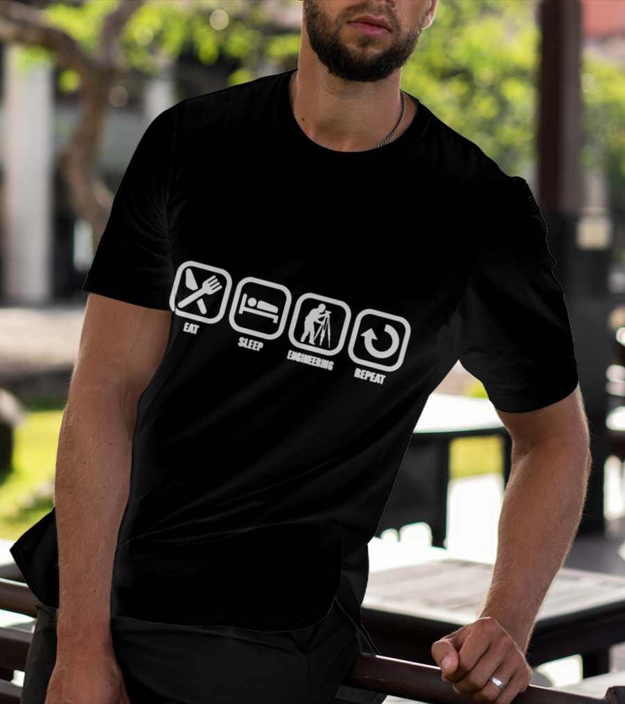 Eat Sleep Engineering Repeat Surveyor Icons T-Shirt