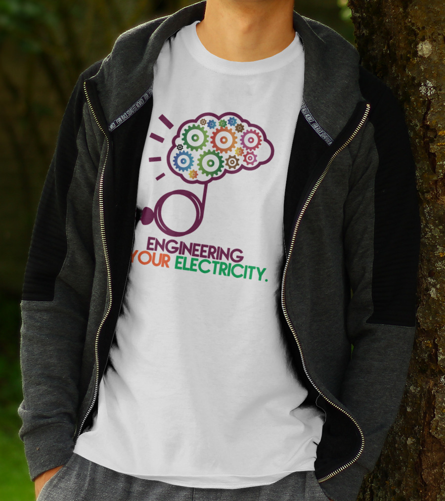 Engineering Your Electricity Colorful Gear Brain Plug T-Shirt