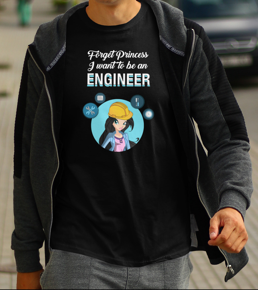 Forget Princess I Want To Be An Engineer Construction Tools Yellow Hard Hat T-Shirt