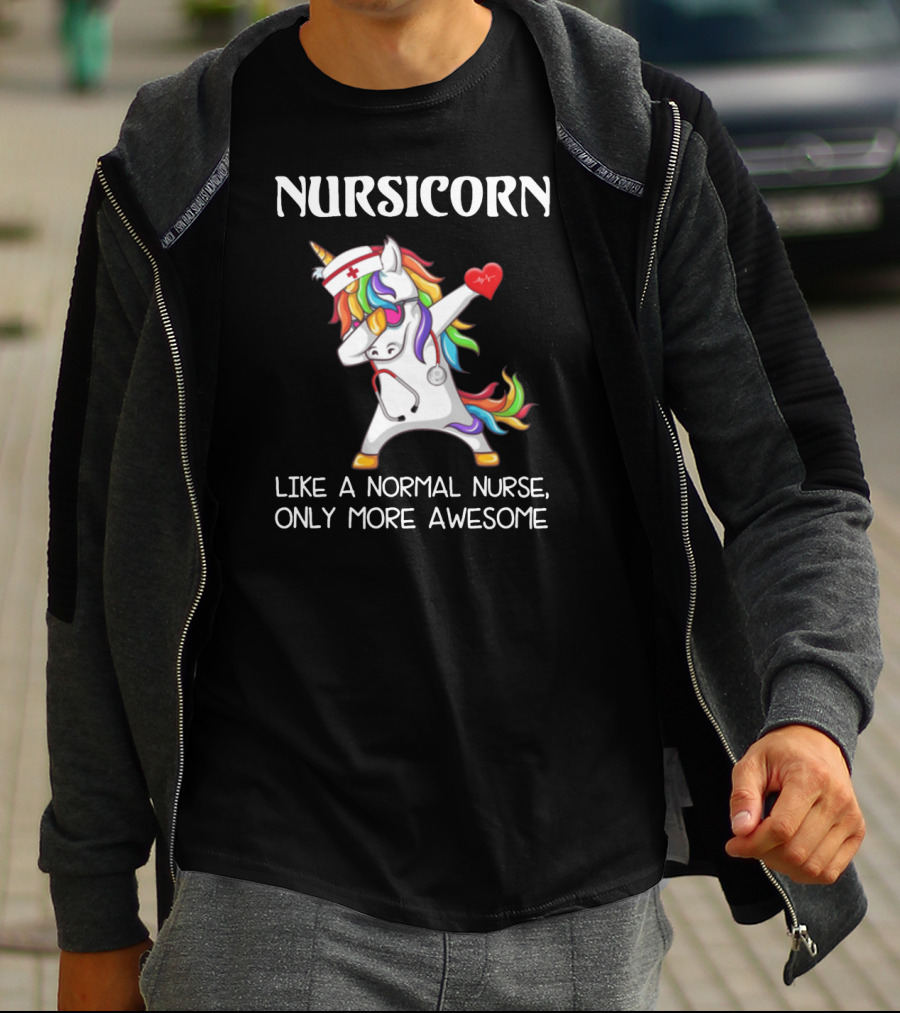 Nursicorn Like A Normal Nurse Only More Awesome Dabbing Unicorn T-Shirt