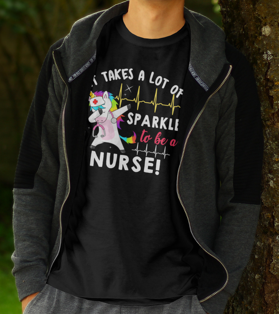 It Takes A Lot Of Sparkle To Be A Nurse Dabbing Unicorn T-Shirt