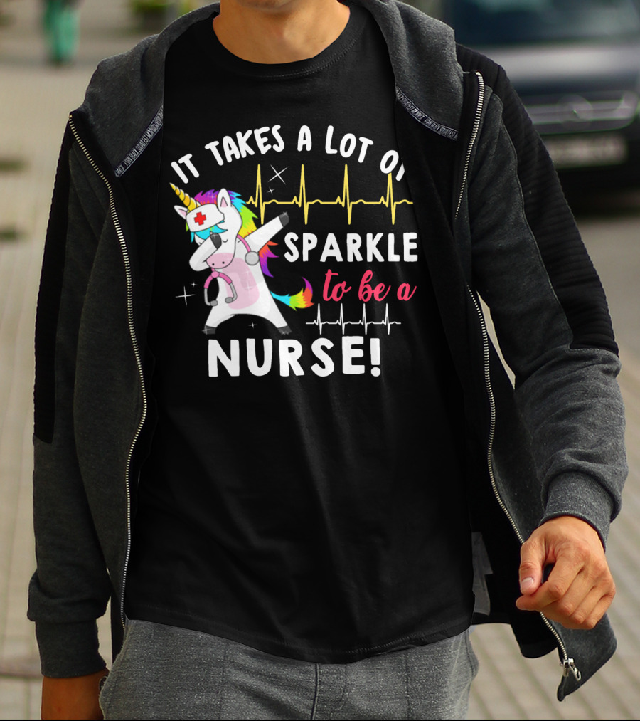It Takes A Lot Of Sparkle To Be A Nurse Dabbing Unicorn T-Shirt