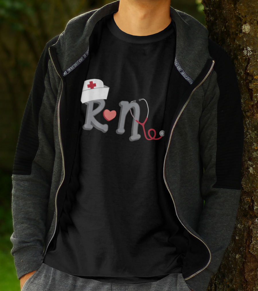 RN Nurse Hat Stethoscope Heart T-Shirt