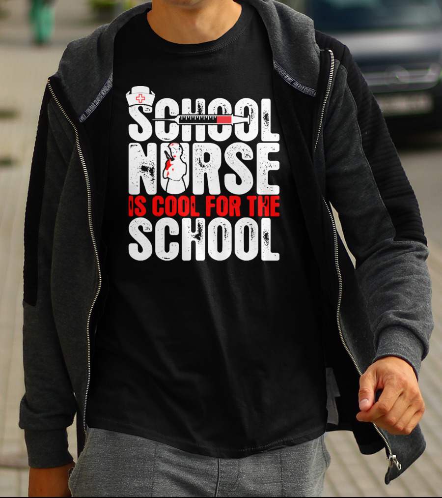School Nurse Is Cool For The School Nurse Cap Syringe Badge T-Shirt