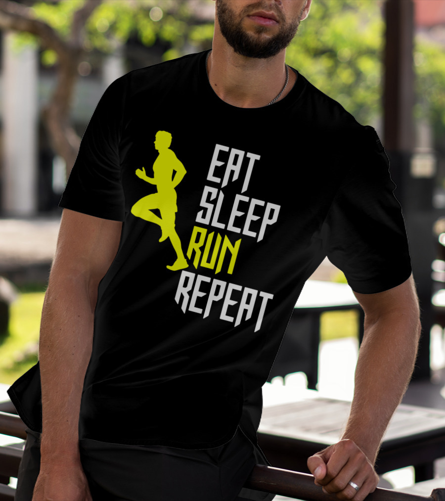 Eat Sleep Run Repeat Funny Jogging Joke T-Shirt