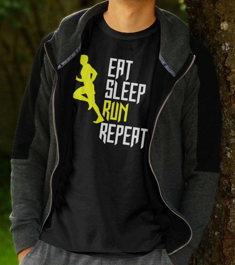 Eat Sleep Run Repeat Funny Jogging Joke T-Shirt