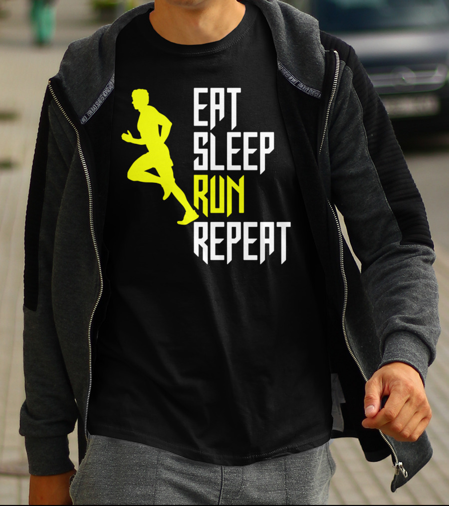 Eat Sleep Run Repeat Funny Jogging Joke T-Shirt