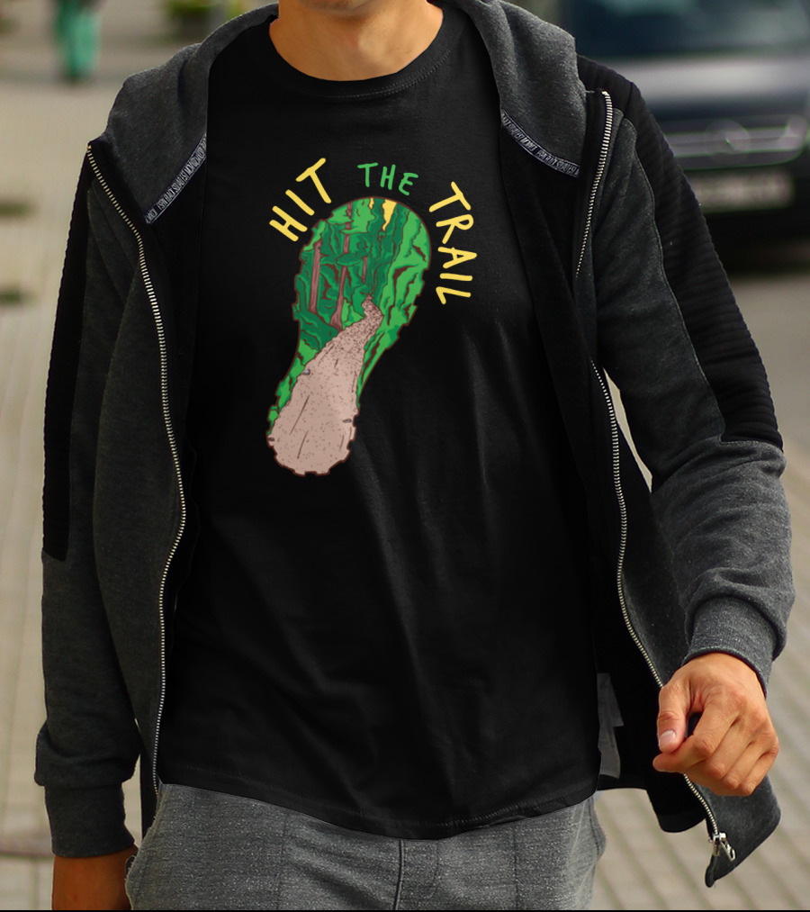 Hit The Trail Running Trail Footprint Pathway Forest Adventure T-Shirt