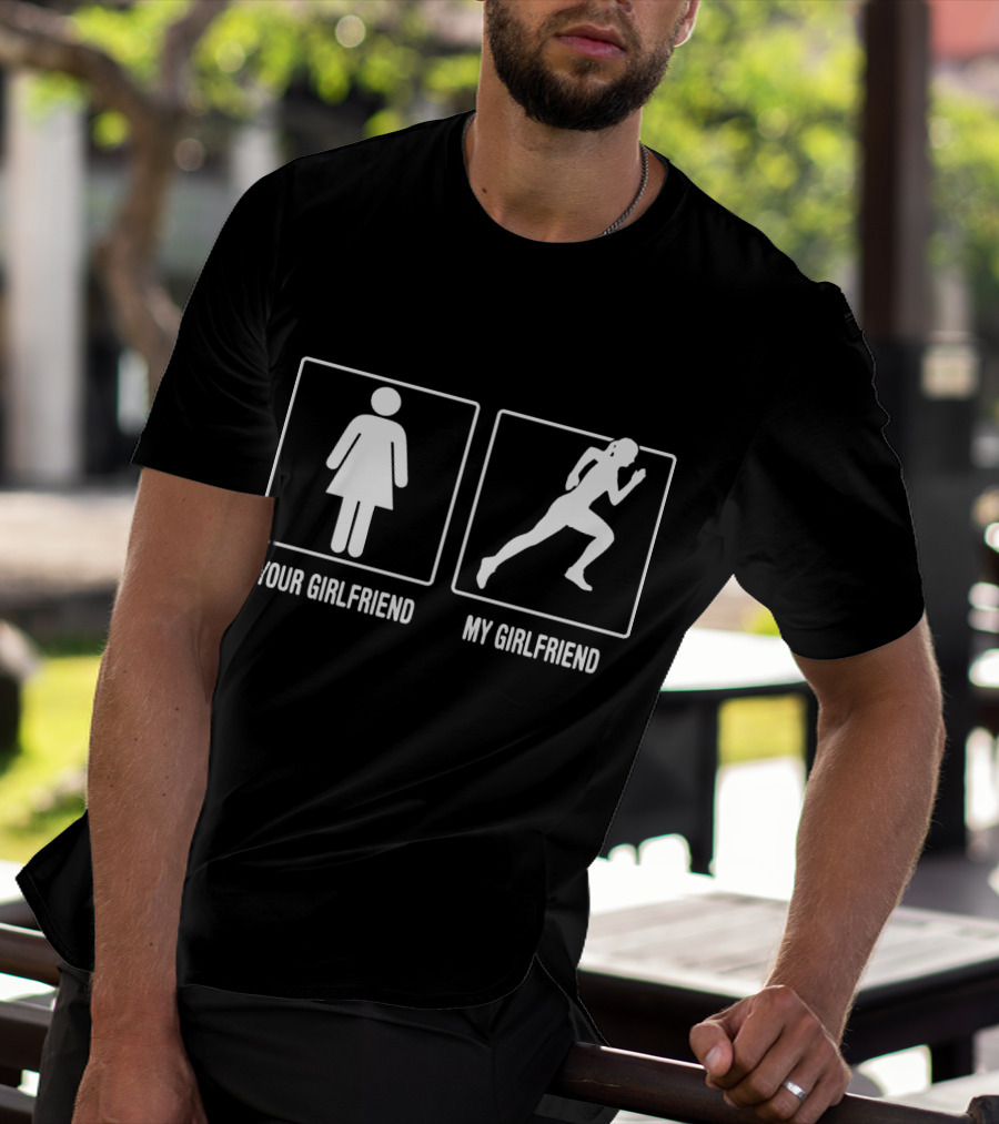 Your Girlfriend My Girlfriend Running Silhouette Contrast T-Shirt
