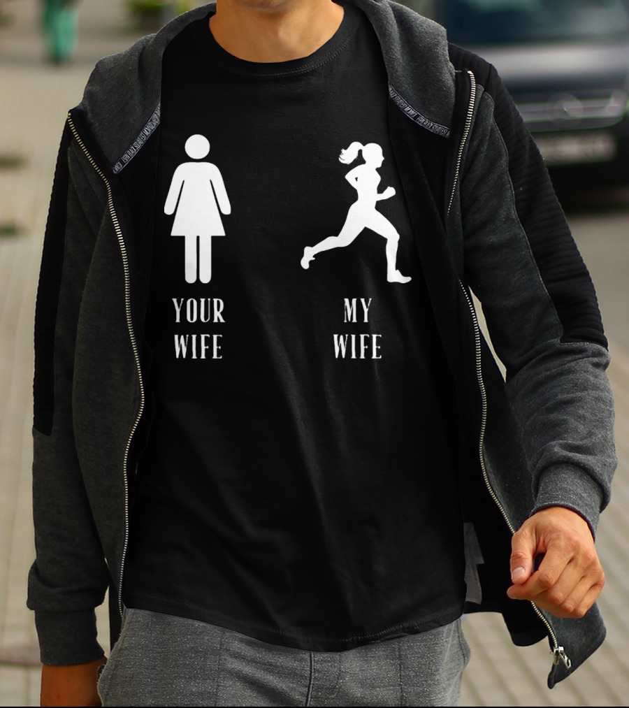 Your Wife My Wife Running Iconic Symbol Contrast T-Shirt