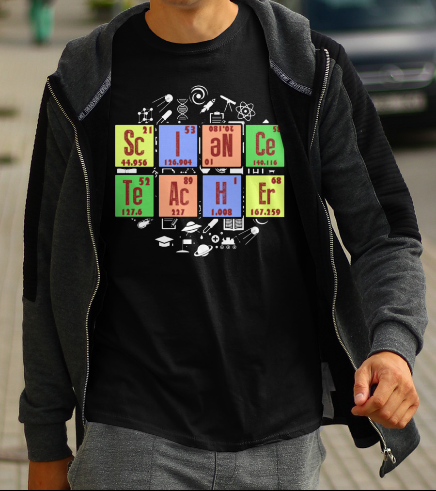 SCIENCE TEACHER Periodic Elements Chemistry Physics Icons T-Shirt
