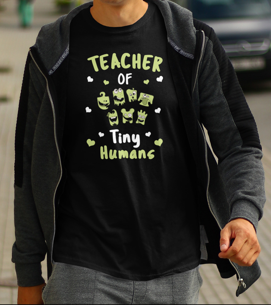 Teacher Of Tiny Humans Cute Monster Hearts T-Shirt