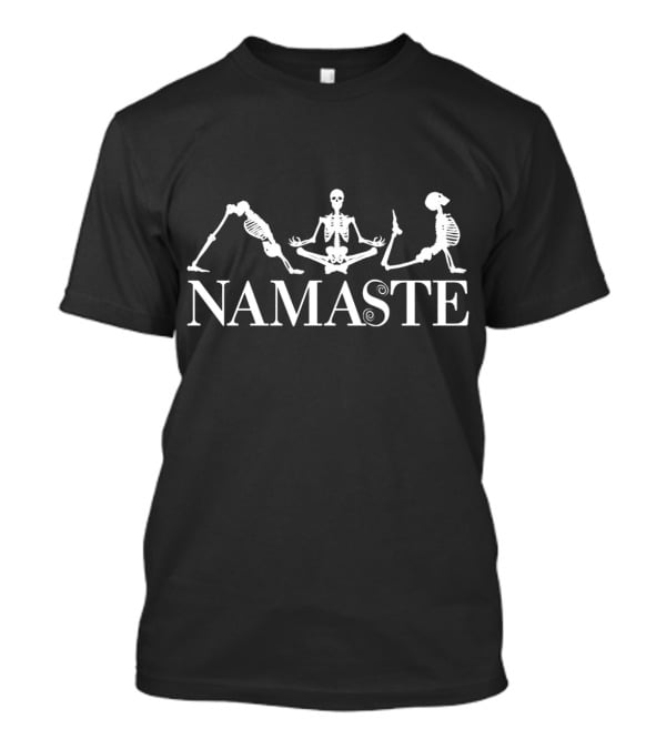 Halloween Skeleton Yoga Namaste Meditating Poses T-Shirt