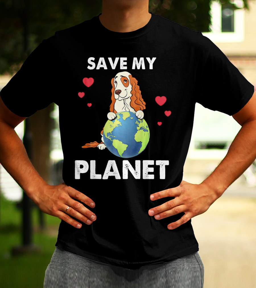 Save My Planet American Cocker Spaniel Dog Love Earth T-Shirt