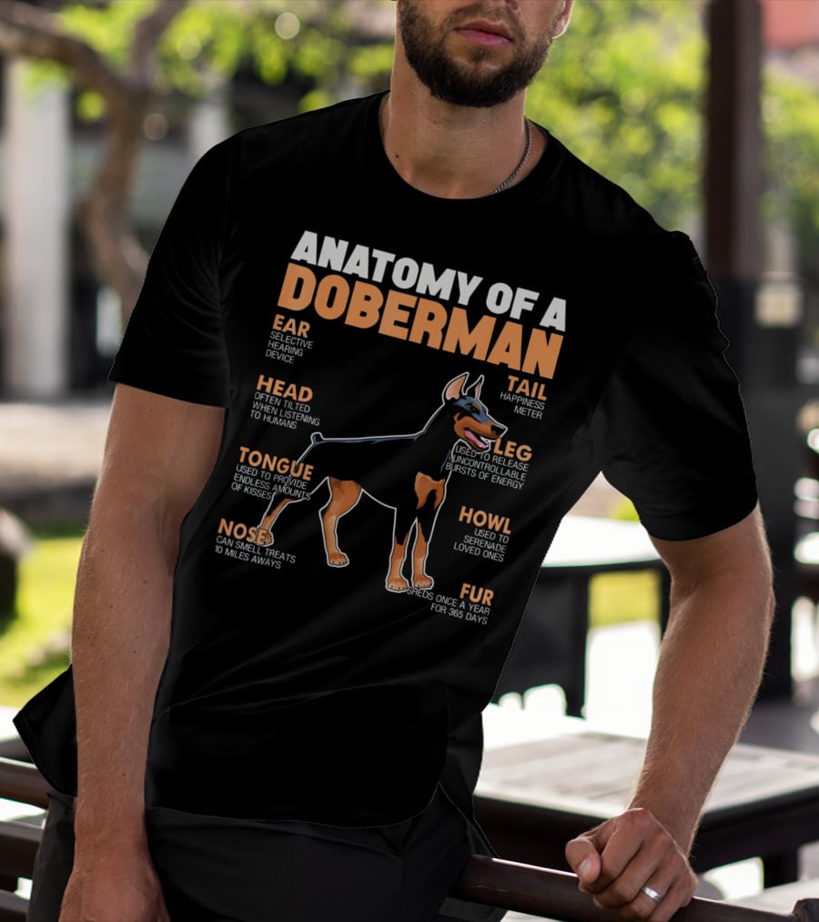Anatomy Of A Doberman Ear Head Tongue Nose Tail Leg Howl Fur T-Shirt