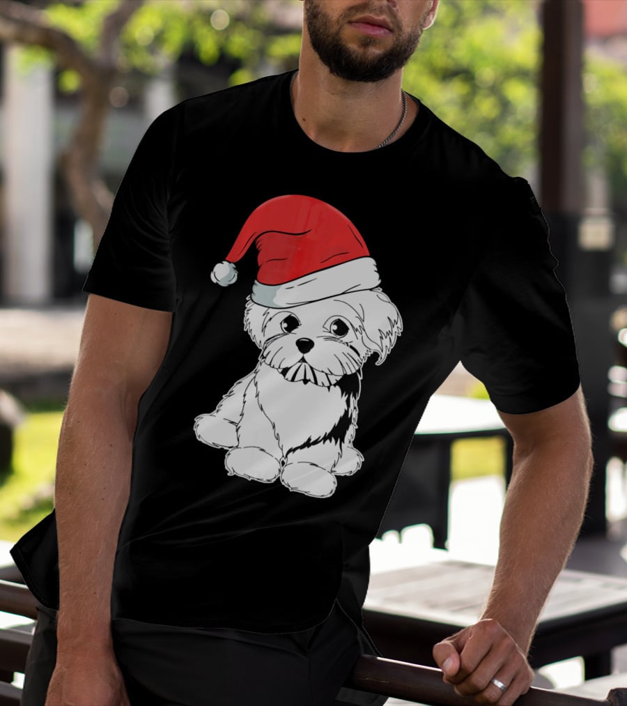 Best Christmas Maltese Santa Hat T-Shirt