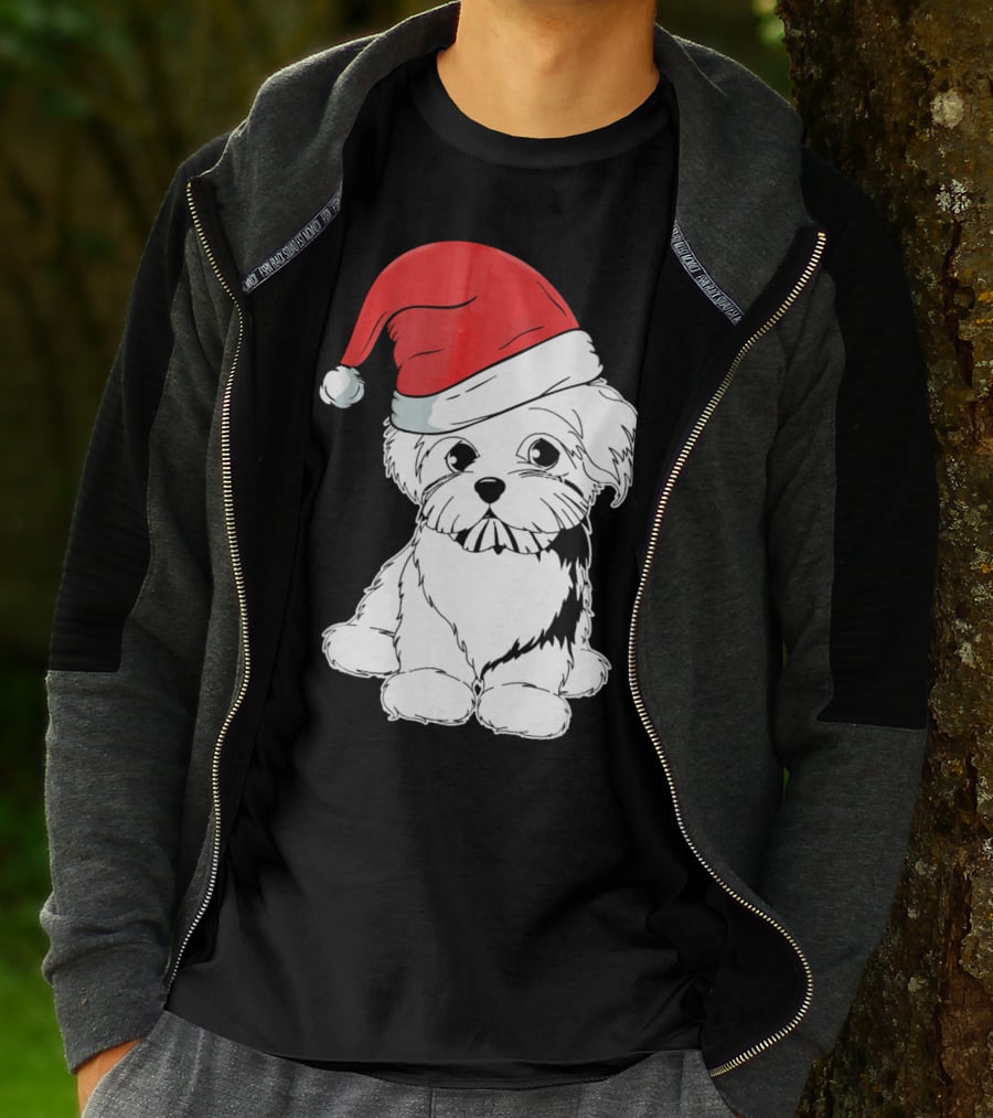 Best Christmas Maltese Santa Hat T-Shirt