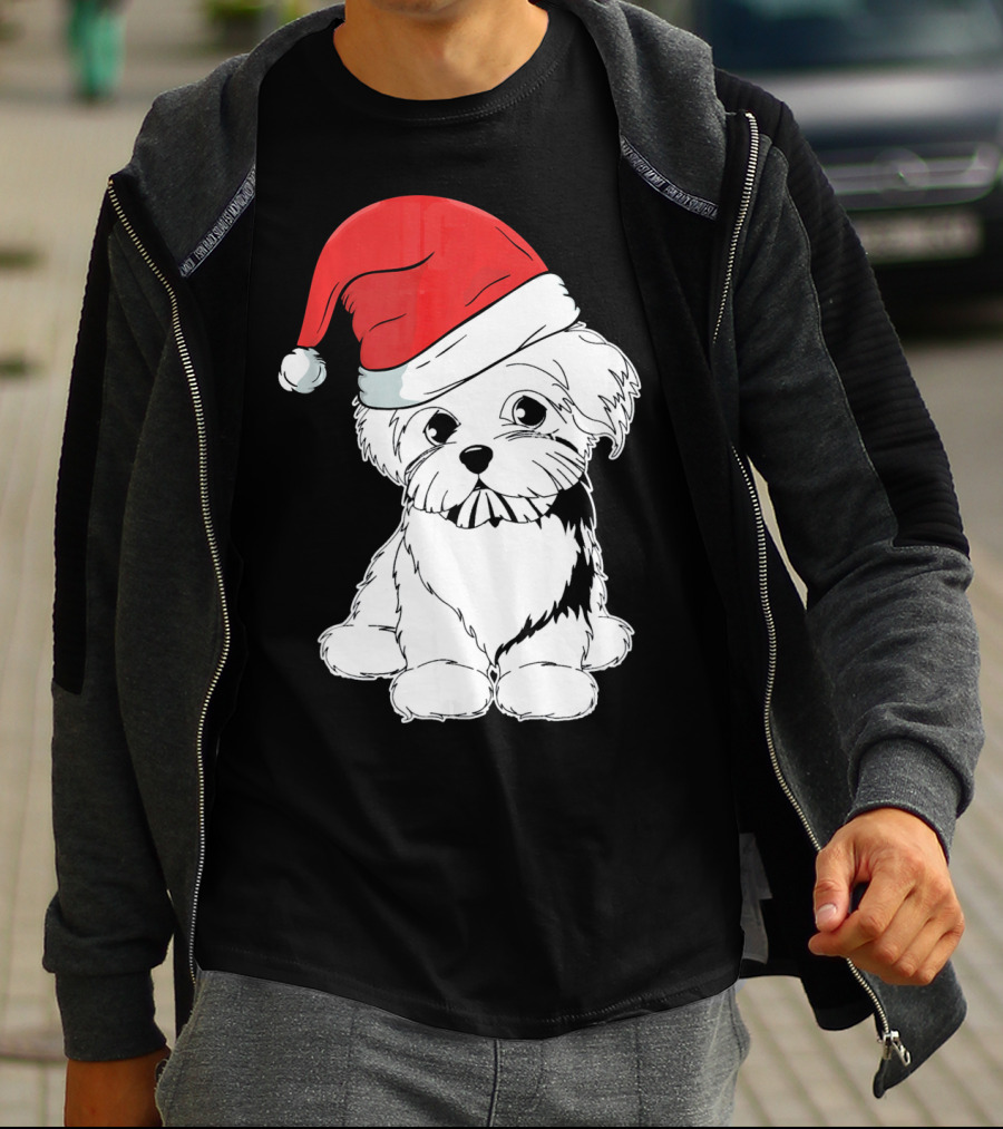 Best Christmas Maltese Santa Hat T-Shirt
