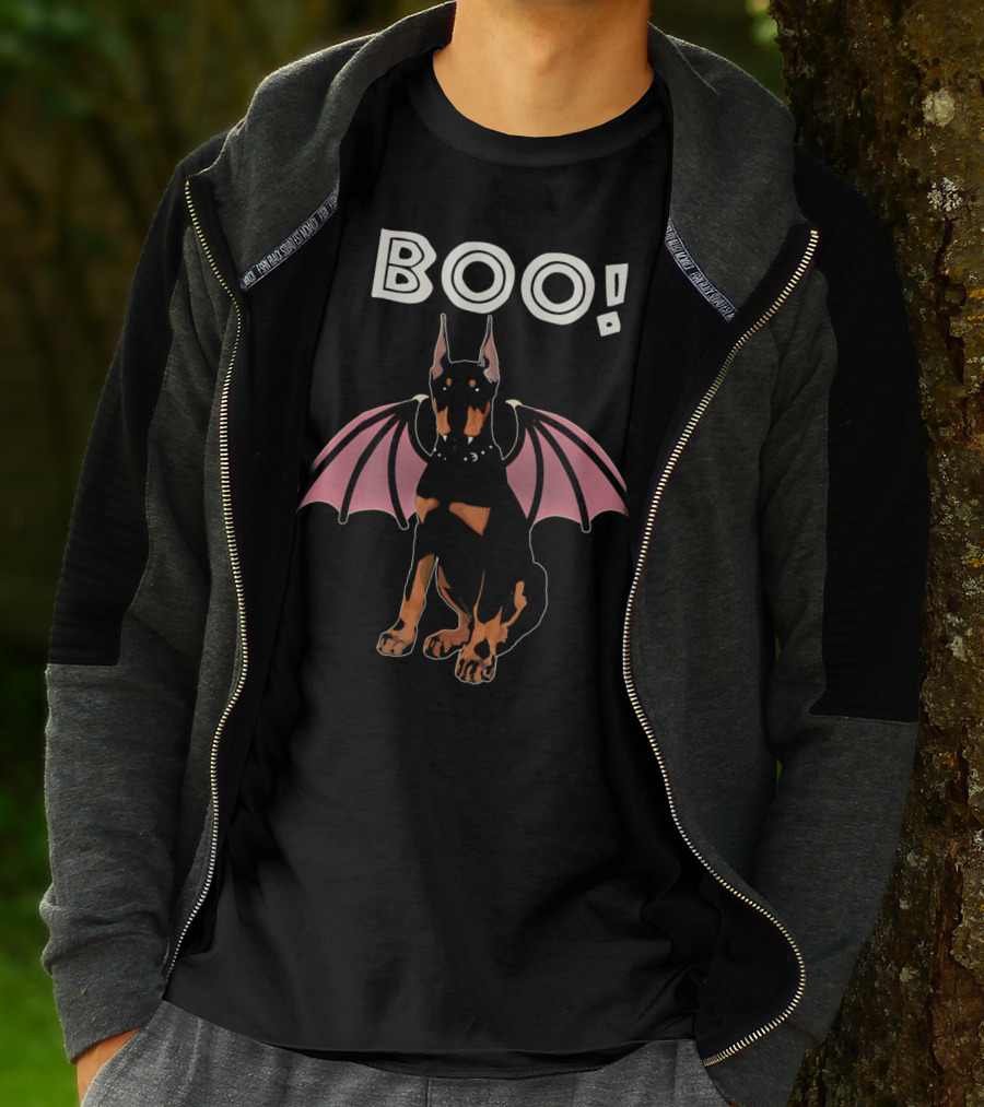 BOO Doberman With Bat Wings T-Shirt