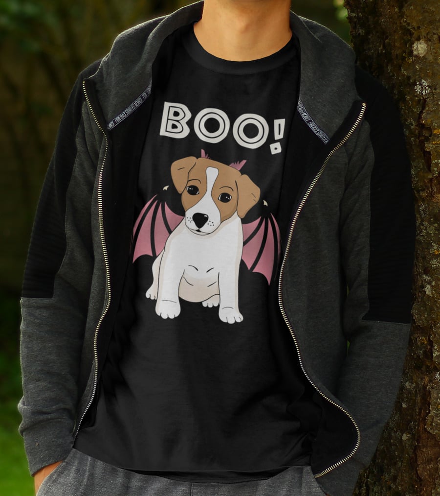 BOO Jack Russell Terrier With Bat Wings T-Shirt