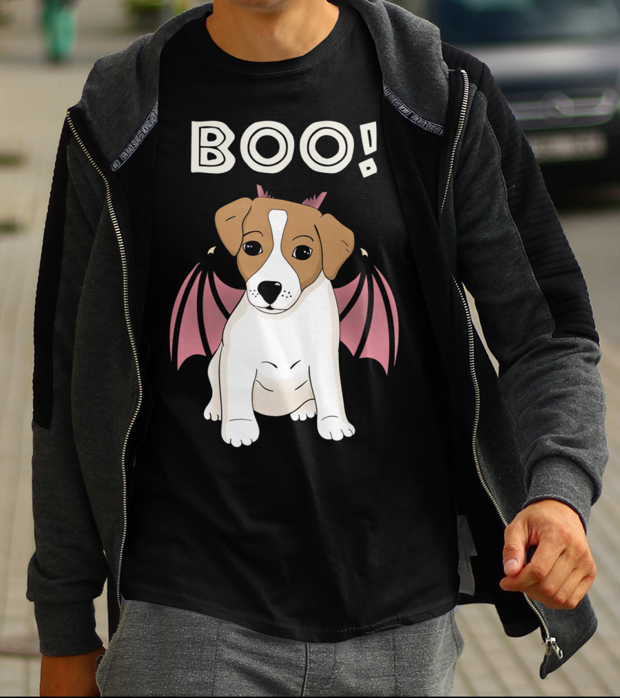 BOO Jack Russell Terrier With Bat Wings T-Shirt