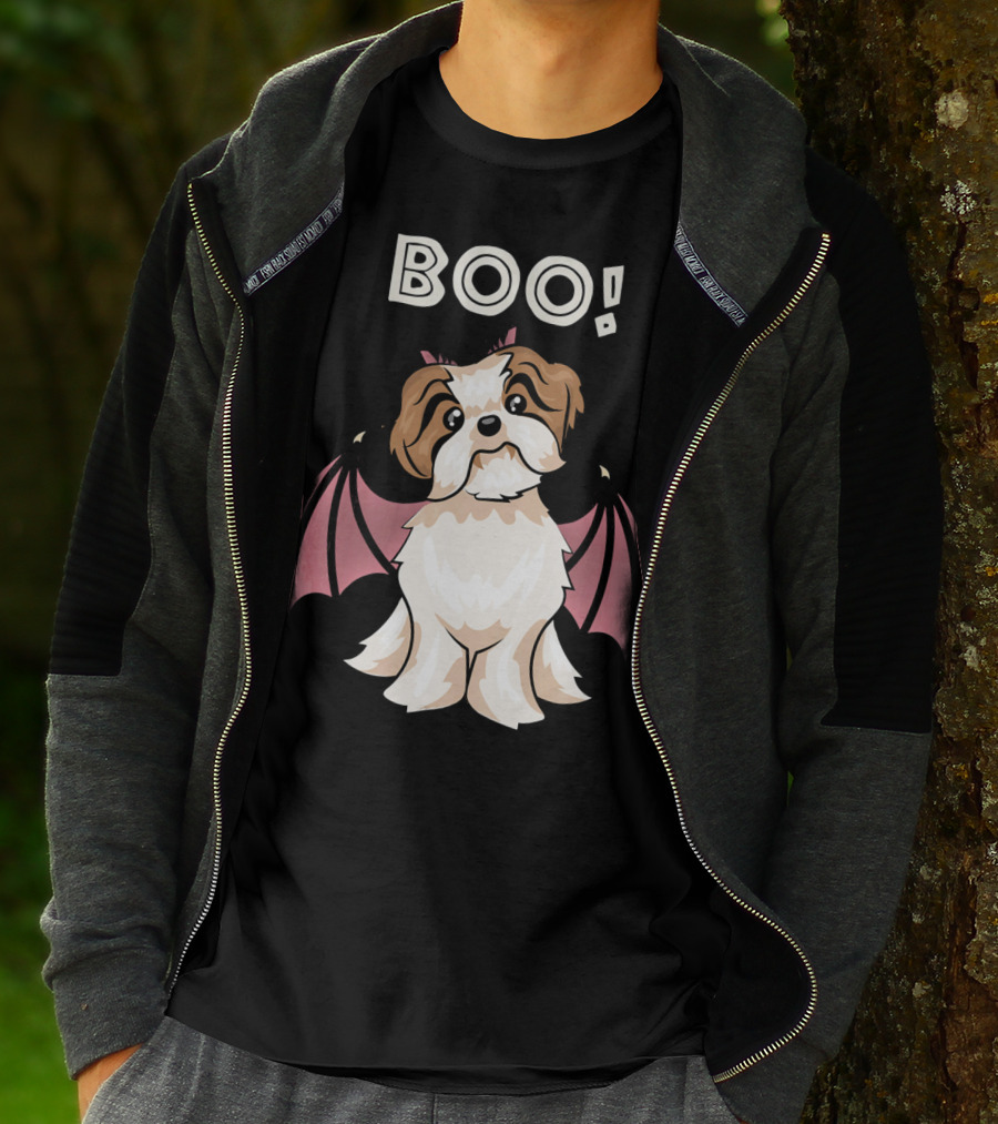 BOO Shih Tzu With Bat Wings T-Shirt
