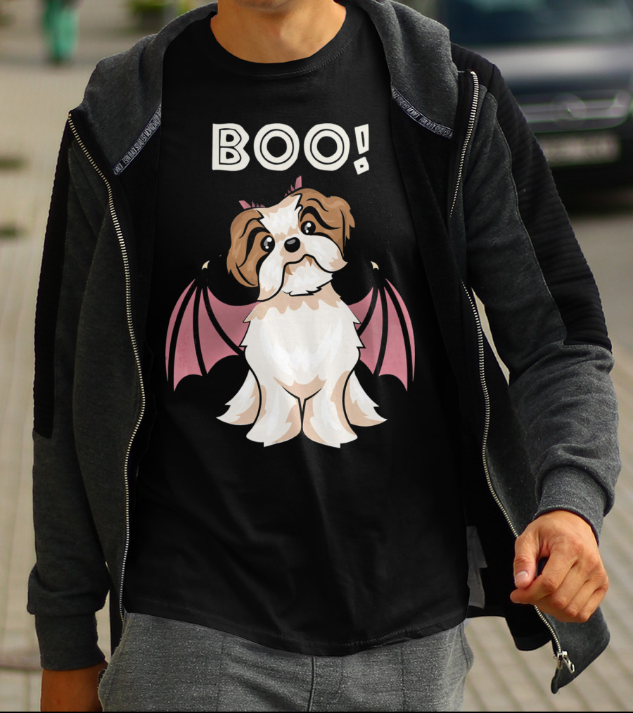 BOO Shih Tzu With Bat Wings T-Shirt