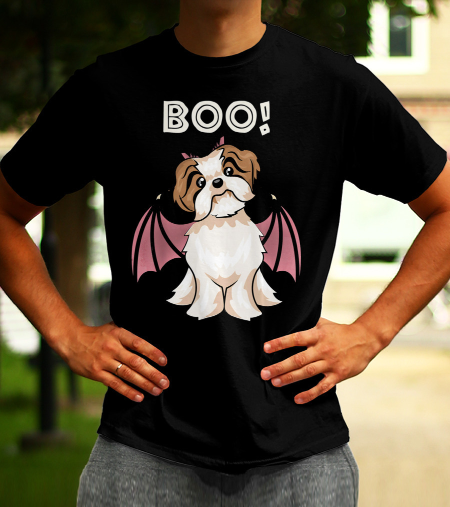 BOO Shih Tzu With Bat Wings T-Shirt