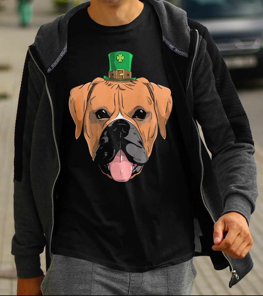 Boxer Dog St Patricks Day Leprechaun Puppy With Hat T-Shirt