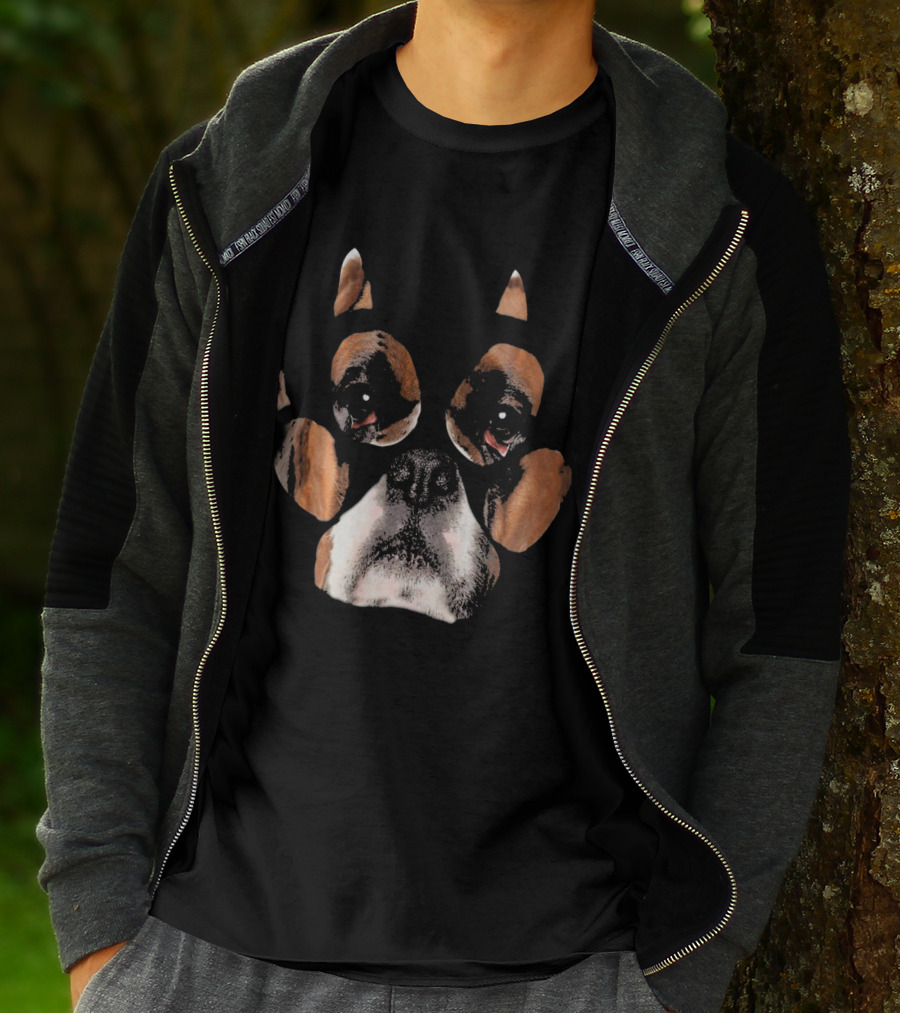 Boxer Dog Face Inside Paw Prints T-Shirt