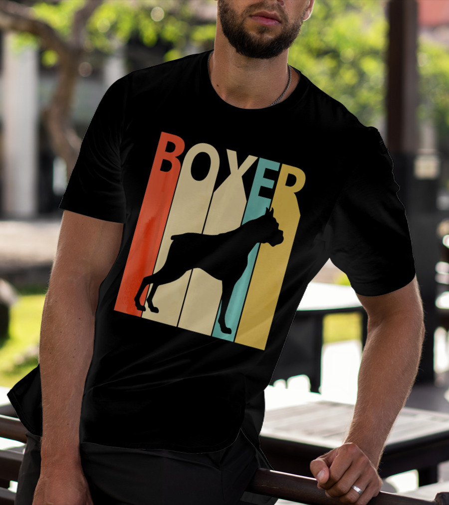 Boxer Retro Style Silhouette For Dog Dad Or T-Shirt