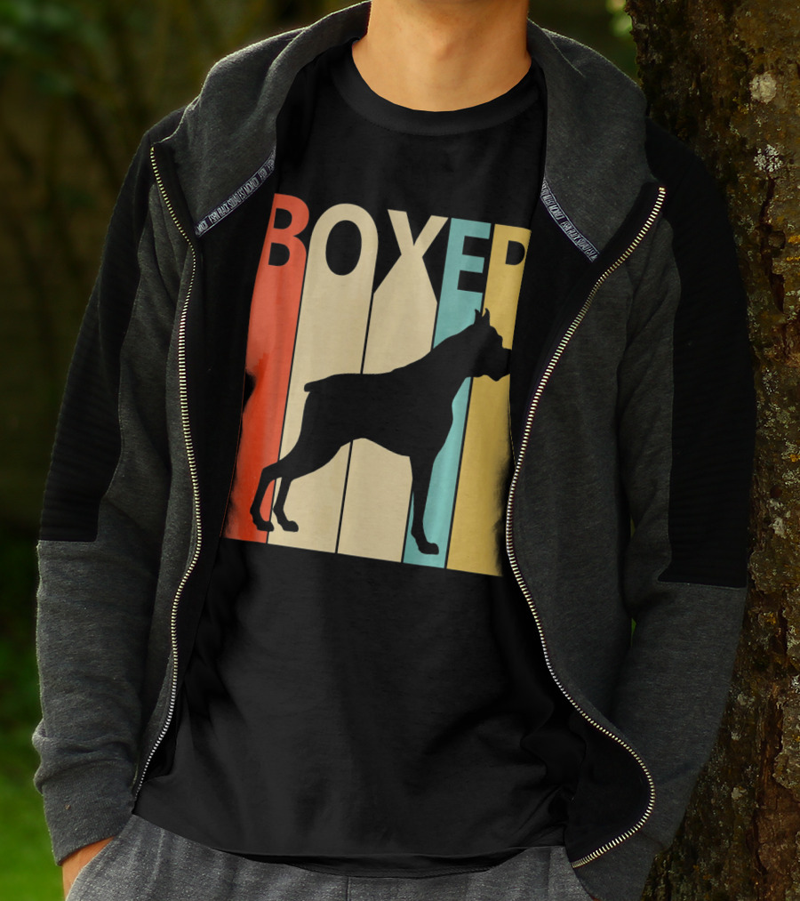 Boxer Retro Style Silhouette For Dog Dad Or T-Shirt