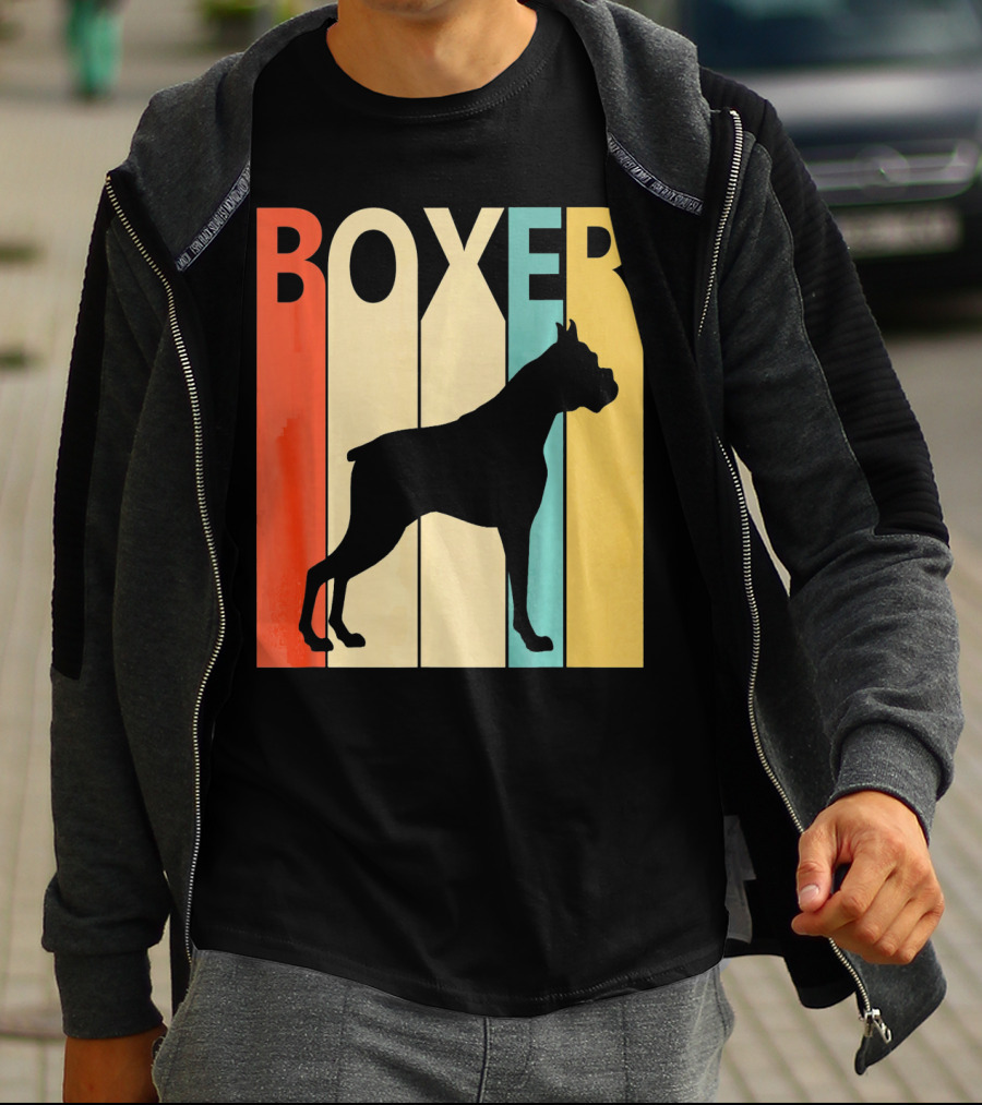 Boxer Retro Style Silhouette For Dog Dad Or T-Shirt