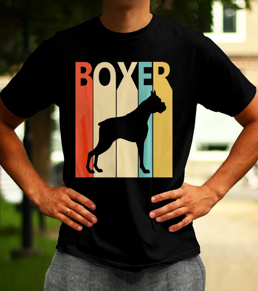 Boxer Retro Style Silhouette For Dog Dad Or T-Shirt