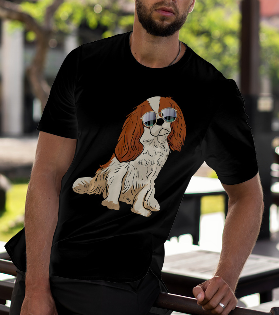 Cavalier King Charles Spaniel Dog With Sunglasses T-Shirt